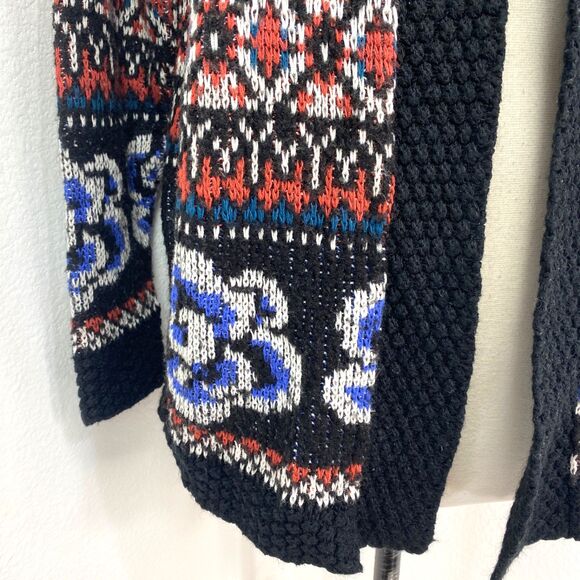 Ecote Knit Cardigan Sweater XS Fair Isle Rose Open Front Boho Peasant Academia - Picture 4 of 11